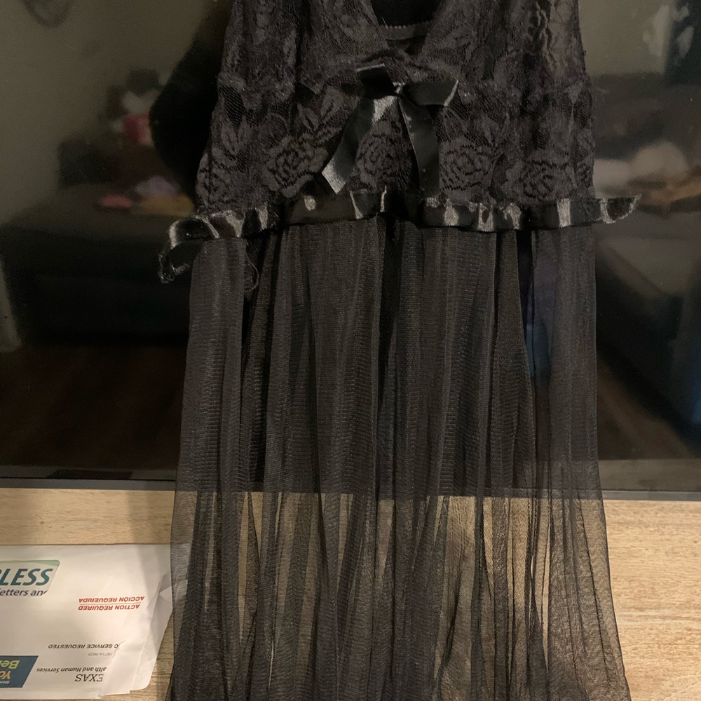 Black Neglige- bralette type with tassel type skirt